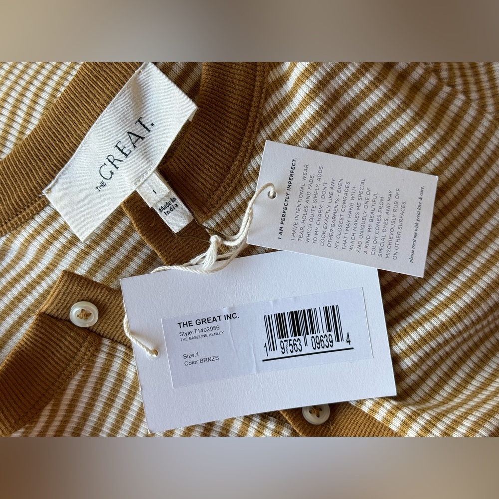 NWT The Great Baseline Henley in Bronze size 1 small - Picture 10 of 11